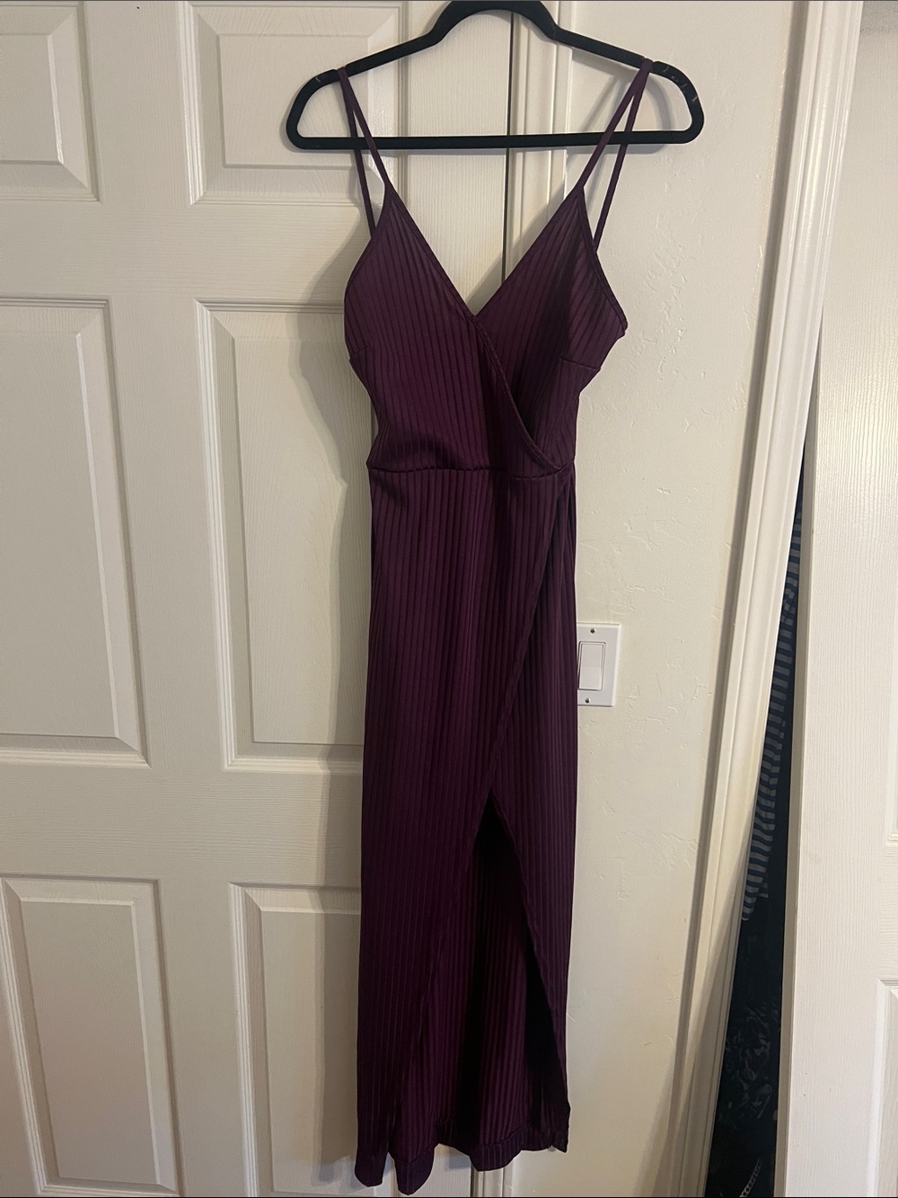 PrettyLittleThing Plum Ribbed Wrap Maxi Dress